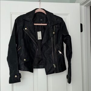 River Island Black Leather Biker Jacket